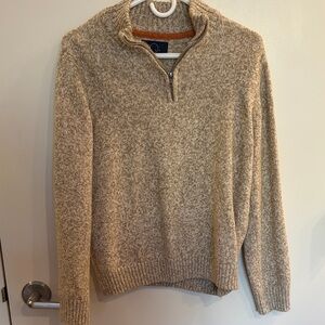 Men's Beige Sweater Quarter-Zip
